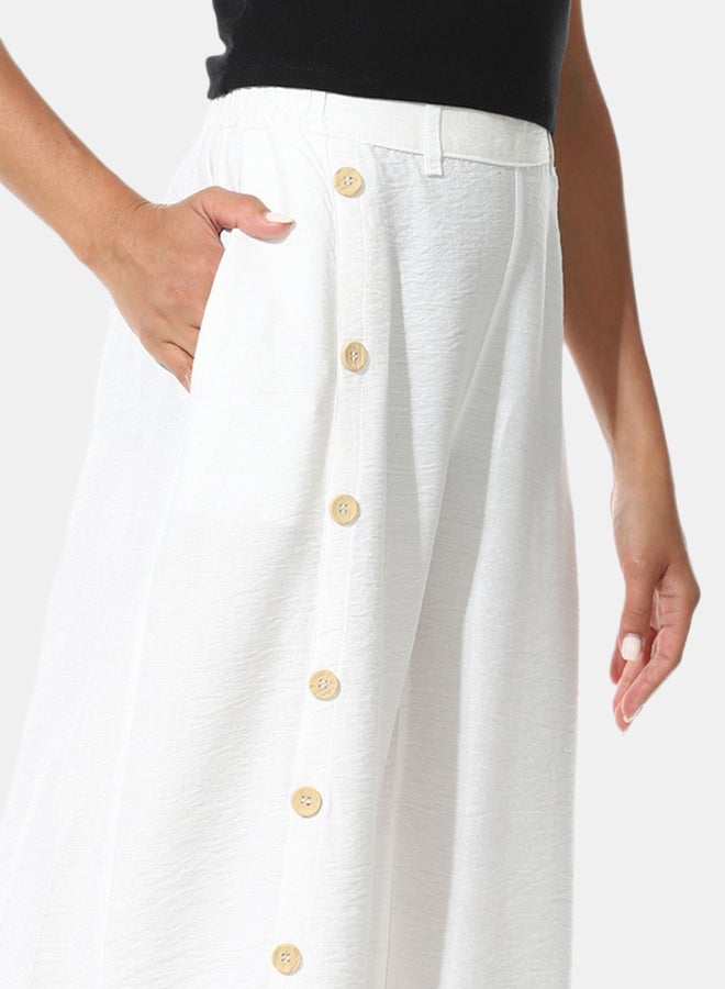 Azul Buttons On One Leg Lenin Pants - Image 3